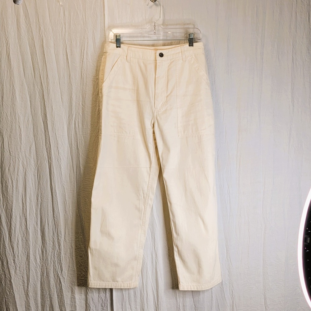 P&Co Womens Cropped Ecru/Cream Service Fatigue Pants US 8 / UK 12